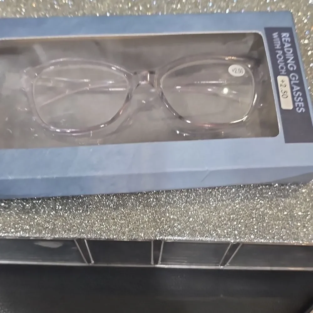 At Home‎ Clear Transparent Reading Glasses w/Pouch